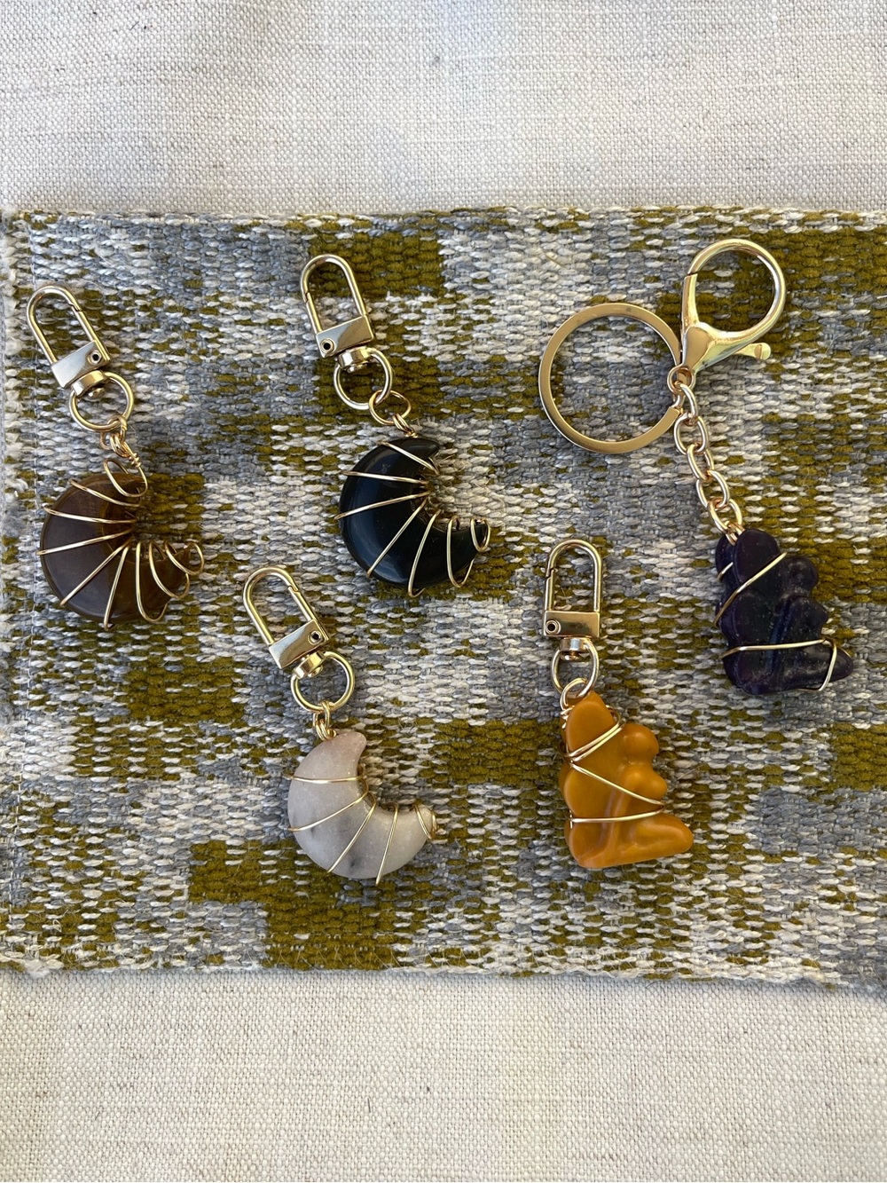 Handmade Crystal Keychain / Bag Charms Wire-Wrapped Moon or Fairy